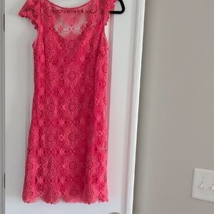 Ali Ro Vibrant Pink Lace Mini Dress